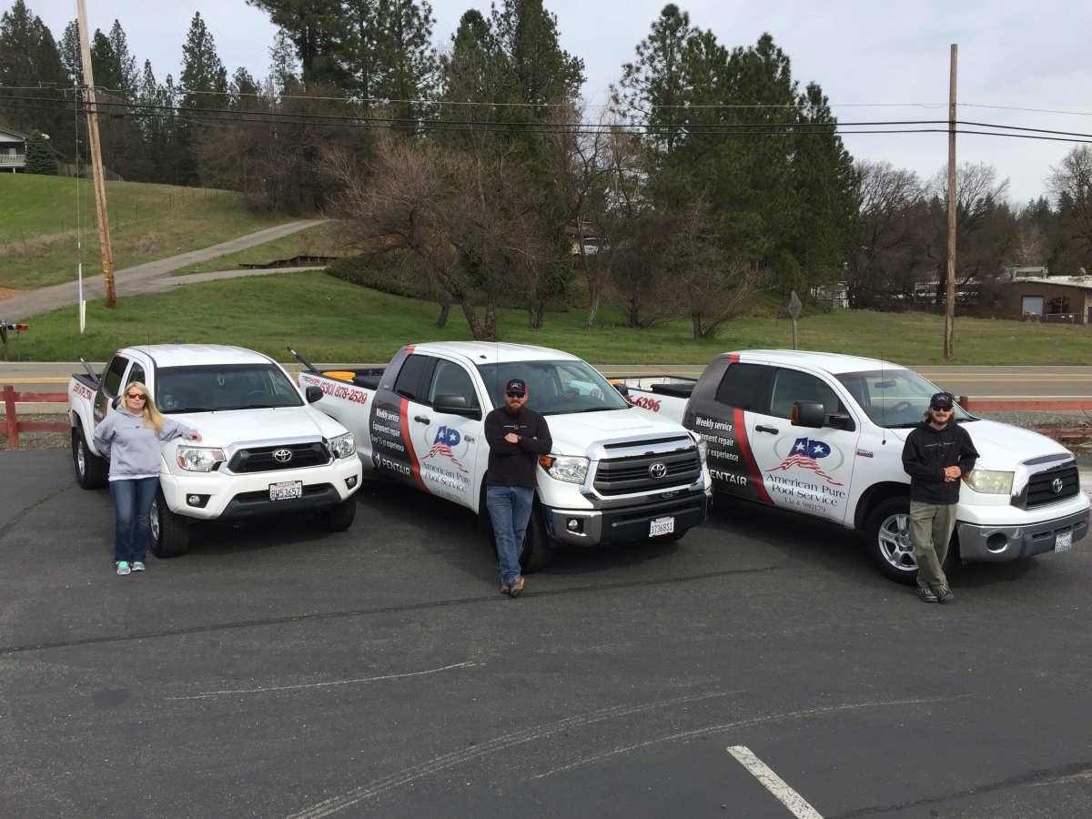 American Pure Pool Service at work on a residential pool